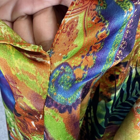 ASHRO O/S S M L XL 1X 2X Art-to-Wear Silky Kaftan Poncho Tunic Shirt Top Boho - Picture 9 of 12
